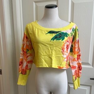 Anthropologie Yellow Floral Crop Top